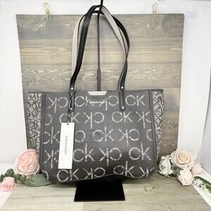 Calvin Klein Dilan Logo Tote Bag Womens Logo Purse Magnetic Closure